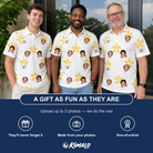 Friends in matching Men's Island Incense Custom Face Polo Shirt — a group gift photo