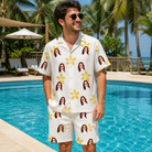 Real-life photo of someone wearing Men's Island Incense Custom Face Shirt & Shorts Set — custom faces printed all-over
