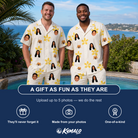 Friends in matching Men's Island Incense Custom Face Shirt & Shorts Set — a group gift photo