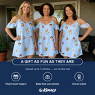 Friends in matching Women's Heliconia Hooray Custom Face Off-Shoulder Dress — a group gift photo