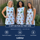 Friends in matching Women's Heliconia Hooray Custom Face Tank Dress — a group gift photo