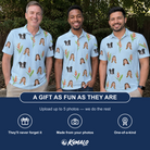 Friends in matching Men's Heliconia Hooray Custom Face Polo Shirt — a group gift photo