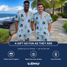 Friends in matching Men's Heliconia Hooray Custom Face Shirt & Shorts Set — a group gift photo