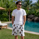 Real-life photo of someone wearing Men's Tropic Tangle Custom Face Beach Shorts — custom faces printed all-over