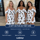 Friends in matching Women's Tropic Tangle Custom Face Off-Shoulder Dress — a group gift photo