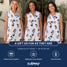 Friends in matching Women's Tropic Tangle Custom Face V-Neck Dress — a group gift photo
