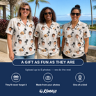 Friends in matching Women's Tropic Tangle Custom Face Hawaiian Shirt — a group gift photo