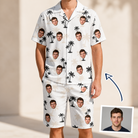 Man wearing Men's Tropic Tangle Custom Face Shirt & Shorts Set — custom faces printed all-over