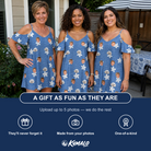Friends in matching Women's Bloom Lagoon Custom Face Off-Shoulder Dress — a group gift photo