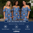 Friends in matching Women's Mako Minnows Custom Face Off-Shoulder Dress — a group gift photo