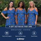 Friends in matching Women's Briny Bliss Custom Face Off-Shoulder Dress — a group gift photo