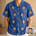 Man wearing Men's Briny Bliss Custom Face Hawaiian Shirt — custom faces printed all-over