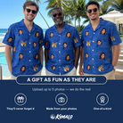 Friends in matching Men's Briny Bliss Custom Face Hawaiian Shirt — a group gift photo