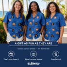 Friends in matching Women's Briny Bliss Custom Face Hawaiian Shirt — a group gift photo