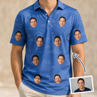 Man wearing Men's Briny Bliss Custom Face Polo Shirt — custom faces printed all-over
