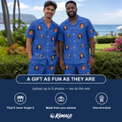Friends in matching Men's Briny Bliss Custom Face Shirt & Shorts Set — a group gift photo