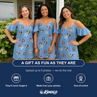 Friends in matching Women's Flipper Floats Custom Face Off-Shoulder Dress — a group gift photo