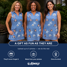 Friends in matching Women's Flipper Floats Custom Face V-Neck Dress — a group gift photo