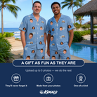 Friends in matching Men's Flipper Floats Custom Face Shirt & Shorts Set — a group gift photo