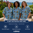 Friends in matching Women's Sea Pony Society Custom Face Hawaiian Shirt — a group gift photo