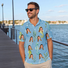 Real-life photo of someone wearing Men's Sea Pony Society Custom Face Polo Shirt — custom faces printed all-over