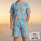Man wearing Men's Sea Pony Society Custom Face Shirt & Shorts Set — custom faces printed all-over