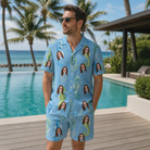 Real-life photo of someone wearing Men's Sea Pony Society Custom Face Shirt & Shorts Set — custom faces printed all-over