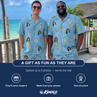Friends in matching Men's Sea Pony Society Custom Face Shirt & Shorts Set — a group gift photo