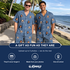 Friends in matching Men's Wave Wobble Custom Face Shirt & Shorts Set — a group gift photo