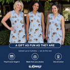 Friends in matching Women's Aquatic Antics Custom Face V-Neck Dress — a group gift photo