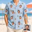 Man wearing Men's Aquatic Antics Custom Face Hawaiian Shirt — custom faces printed all-over