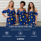 Friends in matching Women's Tide Tangos Custom Face Off-Shoulder Dress — a group gift photo