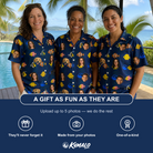 Friends in matching Women's Tide Tangos Custom Face Hawaiian Shirt — a group gift photo