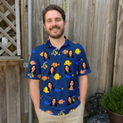 Real-life photo of someone wearing Men's Tide Tangos Custom Face Polo Shirt — custom faces printed all-over