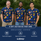 Friends in matching Men's Tide Tangos Custom Face Polo Shirt — a group gift photo