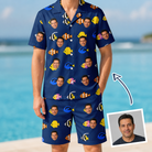 Man wearing Men's Tide Tangos Custom Face Shirt & Shorts Set — custom faces printed all-over