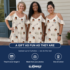 Friends in matching Women's Conch Quest Custom Face Off-Shoulder Dress — a group gift photo