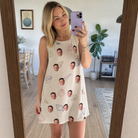 Real-life photo of someone wearing Women's Conch Quest Custom Face Tank Dress — custom faces printed all-over