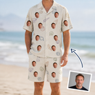 Man wearing Men's Conch Quest Custom Face Shirt & Shorts Set — custom faces printed all-over