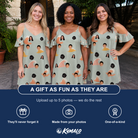 Friends in matching Women's Surf Symphony Custom Face Off-Shoulder Dress — a group gift photo