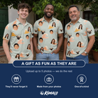Friends in matching Men's Surf Symphony Custom Face Polo Shirt — a group gift photo
