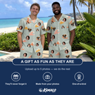 Friends in matching Men's Surf Symphony Custom Face Shirt & Shorts Set — a group gift photo