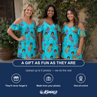 Friends in matching Women's Anemone Amour Custom Face Off-Shoulder Dress — a group gift photo