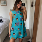 Real-life photo of someone wearing Women's Anemone Amour Custom Face Tank Dress — custom faces printed all-over