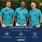 Friends in matching Men's Anemone Amour Custom Face Polo Shirt — a group gift photo