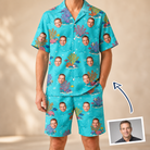 Man wearing Men's Anemone Amour Custom Face Shirt & Shorts Set — custom faces printed all-over