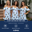 Friends in matching Women's Seahorse Serenade Custom Face Off-Shoulder Dress — a group gift photo
