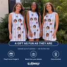 Friends in matching Women's Seahorse Serenade Custom Face Tank Dress — a group gift photo