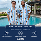 Friends in matching Men's Seahorse Serenade Custom Face Shirt & Shorts Set — a group gift photo
