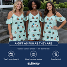 Friends in matching Women's Coral Current Custom Face Off-Shoulder Dress — a group gift photo